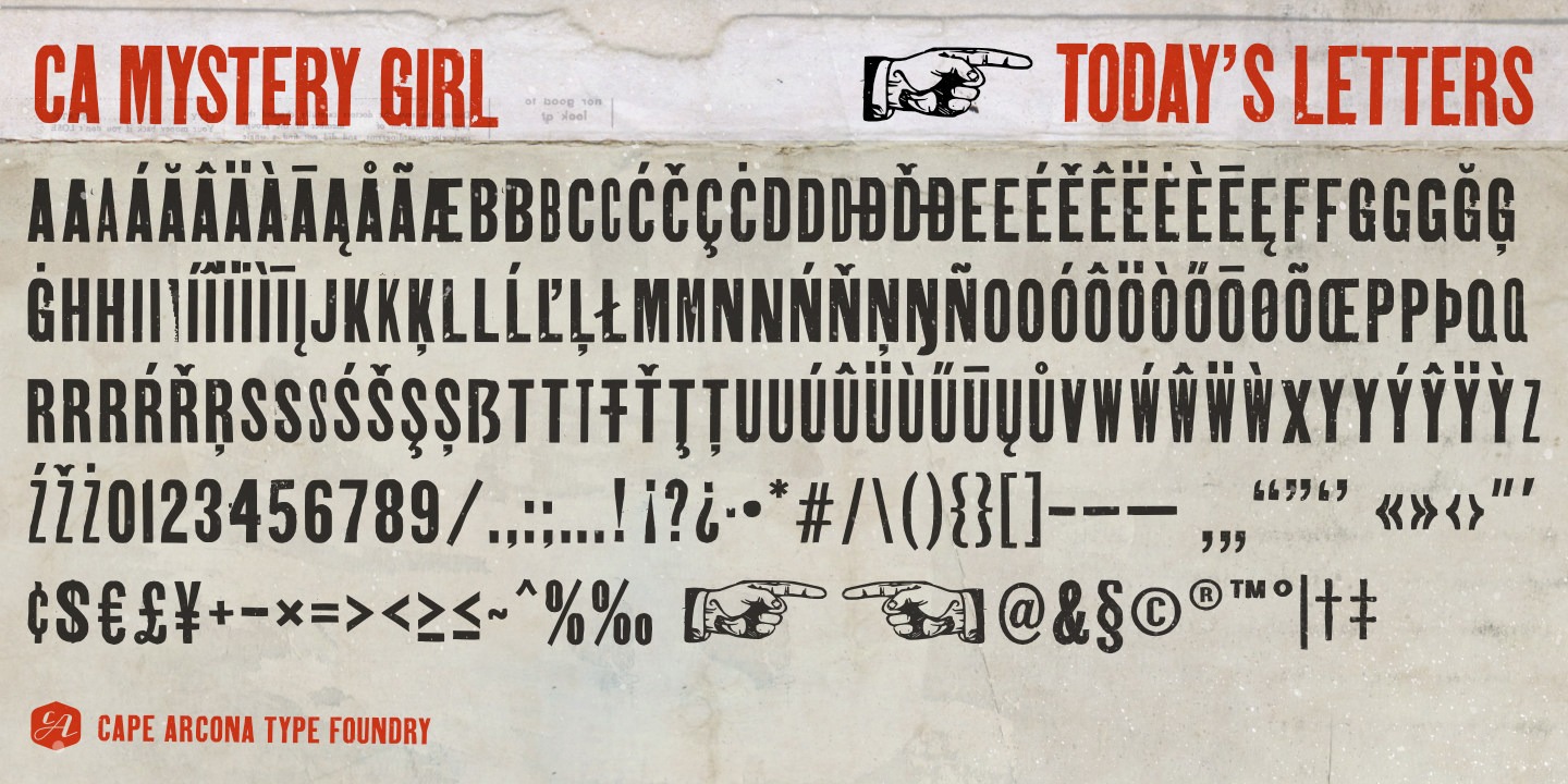 Przykład czcionki CA Mystery Girl Italic